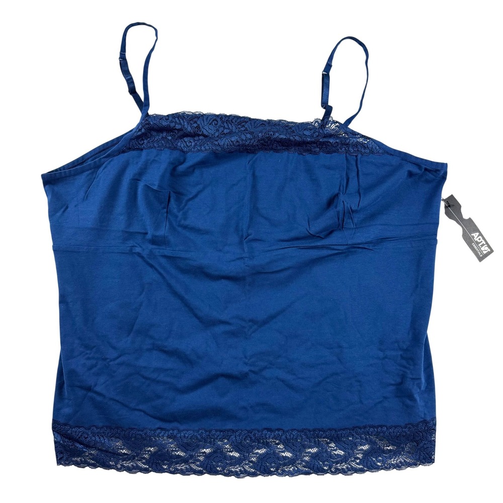 Apt 9 Essentials Womens 3X Estate Blue Lace Trim Camisole Tank Top MN41000 NWT